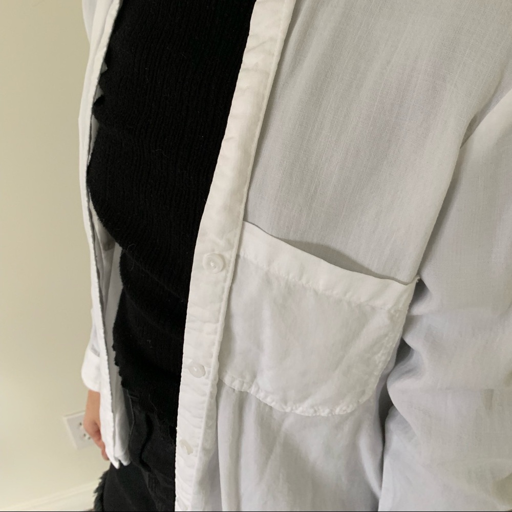 Cute White Ruffled Button Down From Anthropologie - image 3